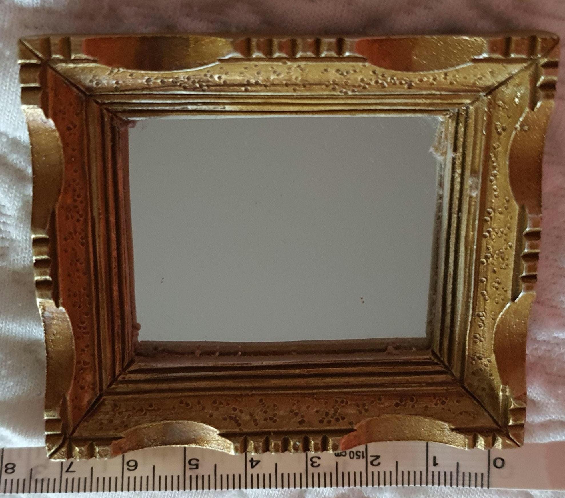 Miniature Dollhouse Mirror Fancy Gold Wall Mirror 1/12th Scale