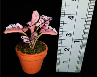 Miniature Doll House Accessories Pink Pottered Plant 1:12th scale