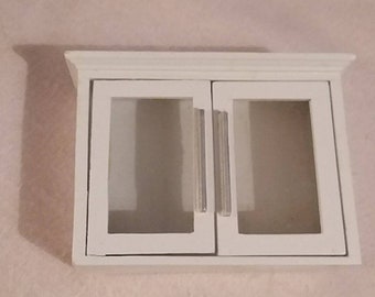 Two Door White Cupboard for above the Refrigerator 1/12th Scale Miniature Size
