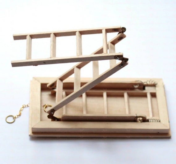 Miniature Dollhouse Accessories Ceiling Loft Ladder/attic 