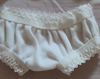 Dolls Underpants White with Lace Trim Undies Suitable for 12inch Dolls