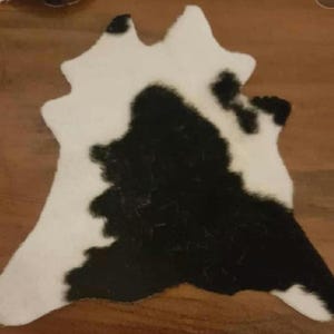 Miniature Dollshouse Flooring Cowhide Floor Rug 1/12th Scale Miniature Size Gorgeous Floor Rug Brown Black & White in colour