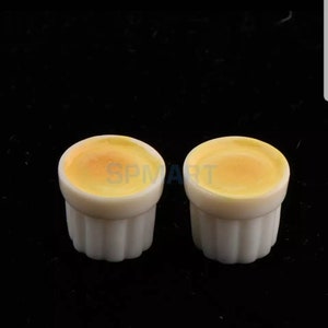 Miniature Dollhouse Accessories Two Creme Brulee desserts 1/6 Scale