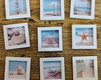 Miniature Dollhouse Beach Themed Wall Art Print in White Frame 1/12th Scale