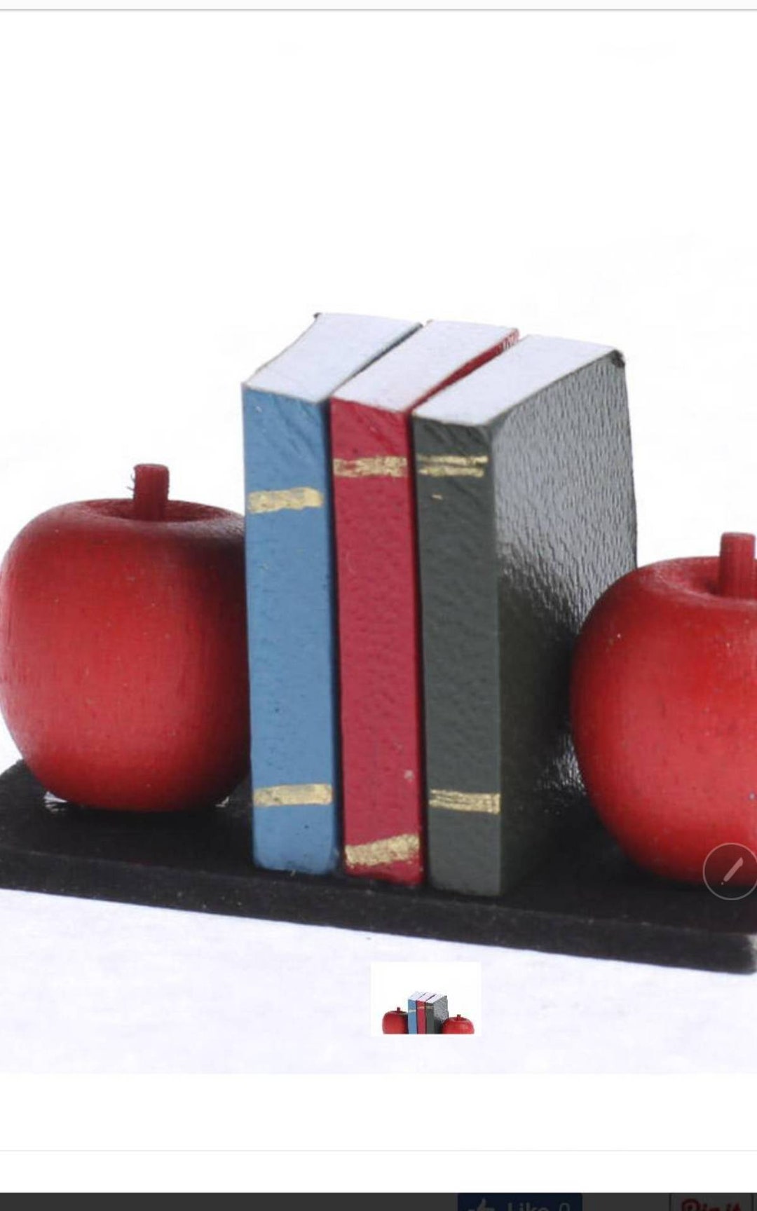 Apple Book Ends With Books 1/12th Scale Dollhouse Miniature Size - Etsy