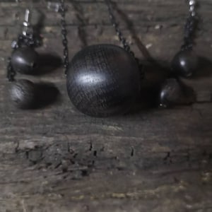 Ancient Bog Oak Large Bead Pendant,With Earrings.Gift Ancient Wood.