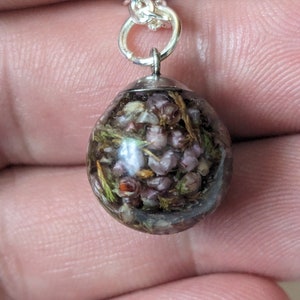 Scottish Highland Heather Flowers,Resin,Necklace, Genuine Glencoe Heather Flowers. Gift. Scottish Gift, Handmade