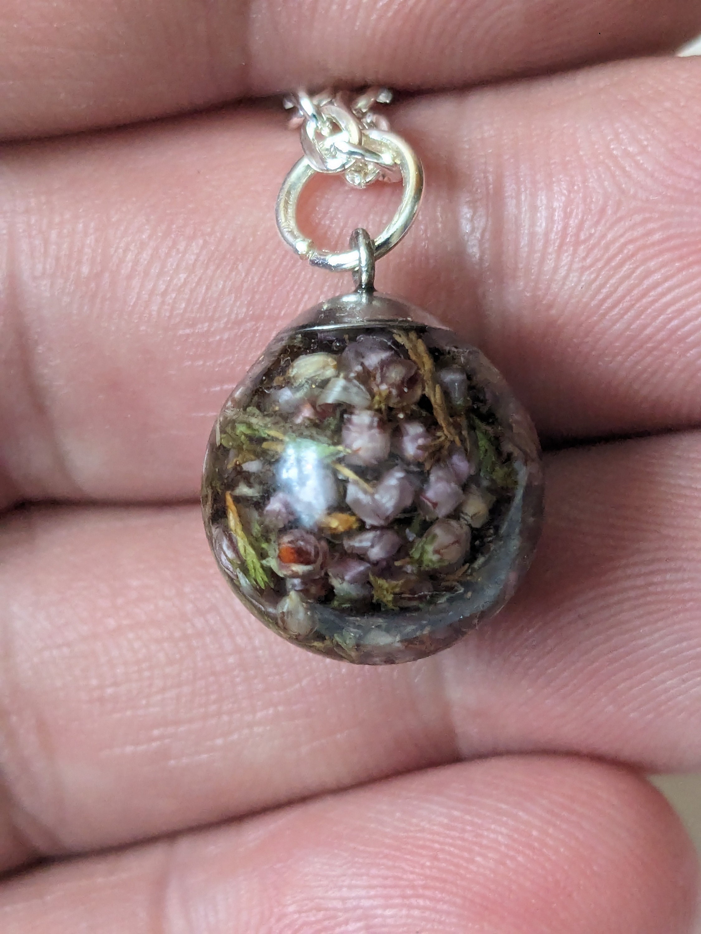 Scottish Highland Heather Flowers,Resin,Necklace, Genuine Glencoe Heather Flowers. Gift. Scottish Gift, Handmade