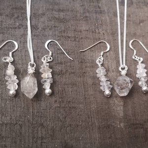 Only 1 set left ..Herkimer Diamond Pendant & Earring Set .925 Sterling Silver