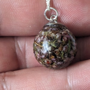 Scottish Highland Heather Flowers,Necklace, .925 Sterling Silver. Genuine Glencoe Heather Flowers. Gift. Scottish Gift,
