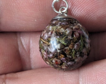Scottish Highland Heather Flowers,Necklace, .925 Sterling Silver. Genuine Glencoe Heather Flowers. Gift. Scottish Gift,