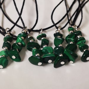 Beautiful Dainty Natural Malachite Chip Pendant.