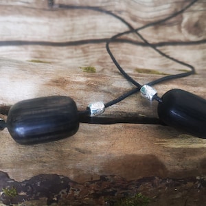 Handmade Ancient Bog Oak Bead Necklace,Pendant.Gift