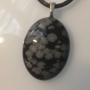 Beautiful Snowflake Obsidian Natural Stone Cabochon Pendant.