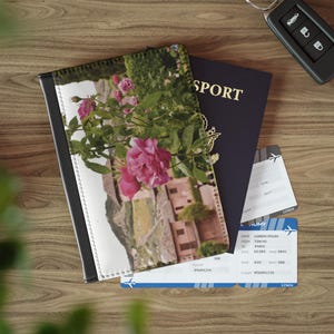 Funda para pasaporte personalizada con bloqueo RFID, porta pasaporte, billetera para pasaporte, funda para pasaporte personalizada, diseño de rosa trepadora alta
