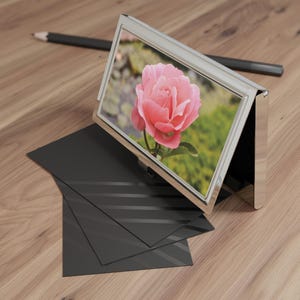 Individueller Visitenkartenhalter mit rosa Rose | Personalisierte Metall Kartenhalter | Reise-Accessoire