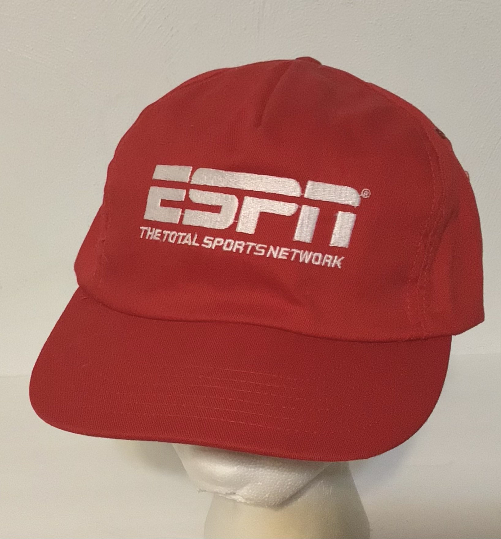 Vintage 80s 90s ESPN Snapback Hat Red 