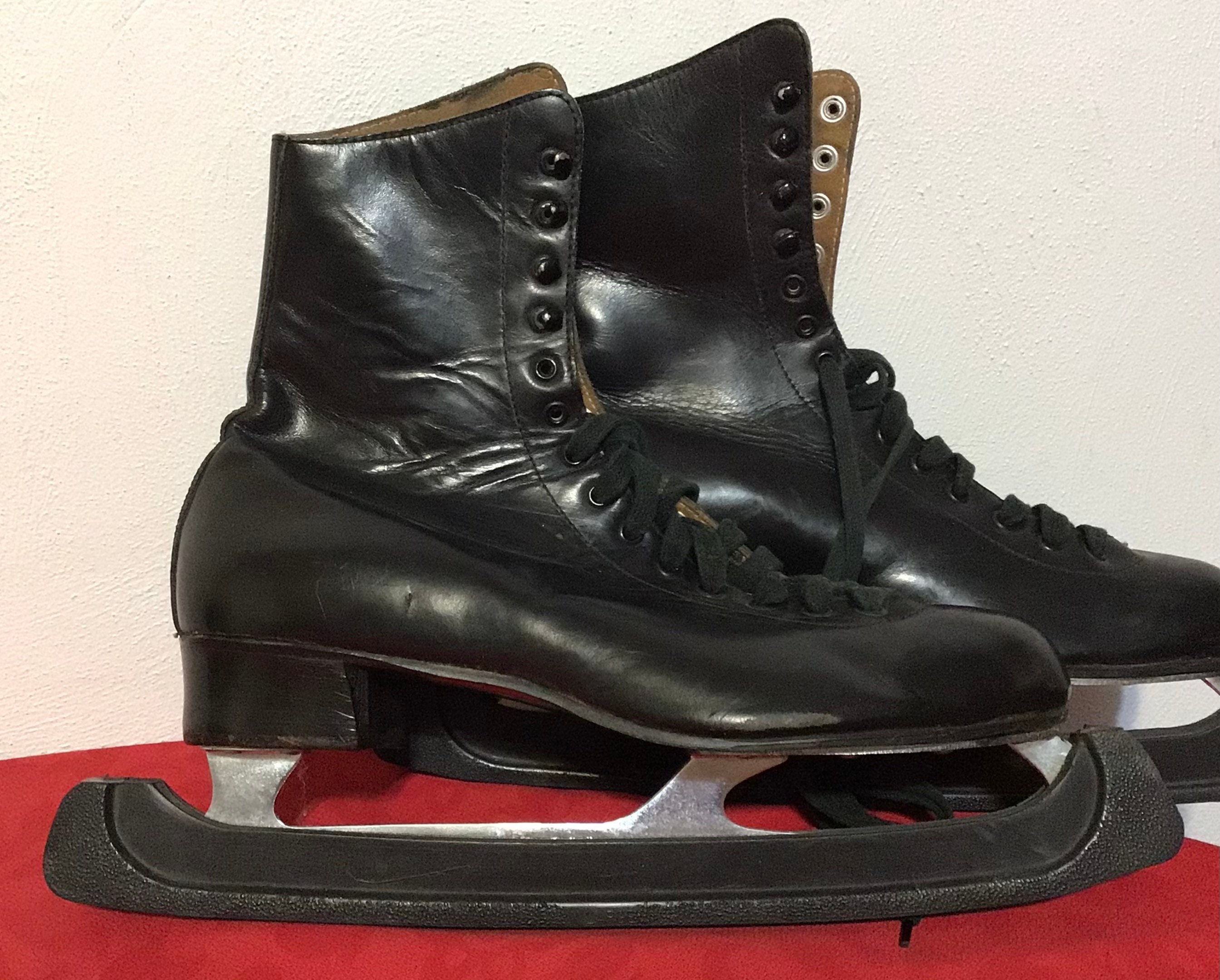 Vintage CCM Mens Black Leather Hockey Skates Sterling Blades Etsy