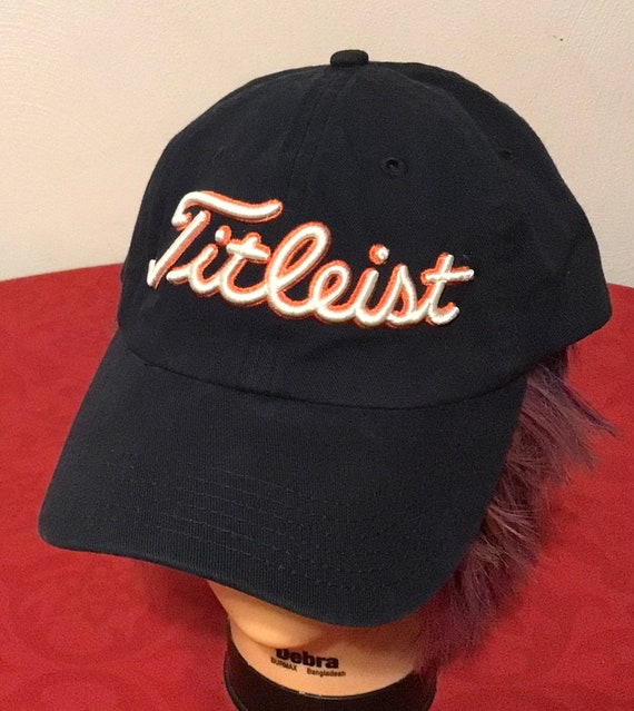 Titleist Sewn Logo Golf Dad Hat Navy Blue Baseball Cap Adjustable Strap New NOS