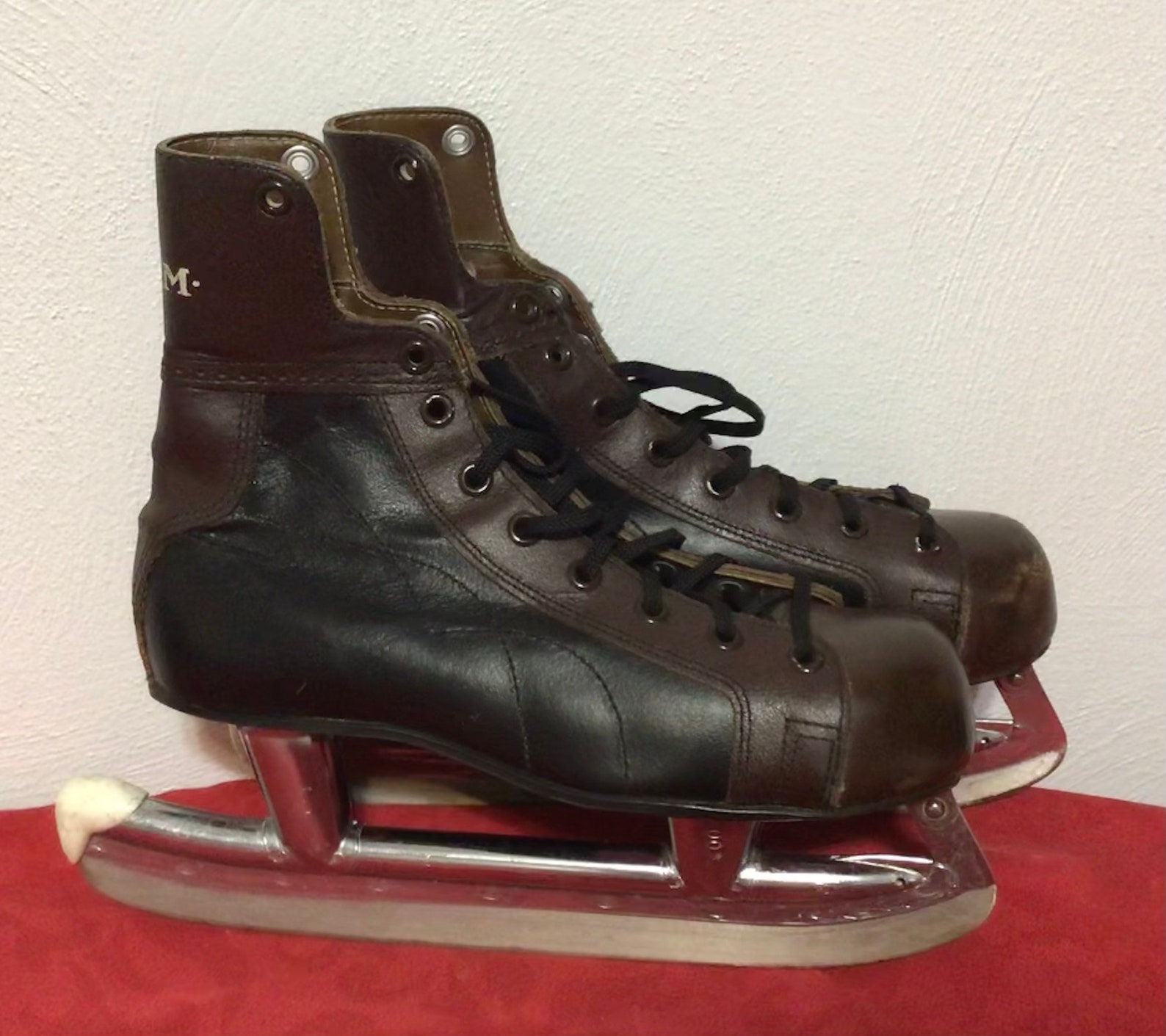 Vintage CCM Black & Brown Mens Leather Hockey Skates Steel Etsy