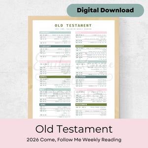 Old Testament Come, Follow Me 2026 Weekly Reading Schedule | LDS Study Guide | Printable PDF | Home & Church Use