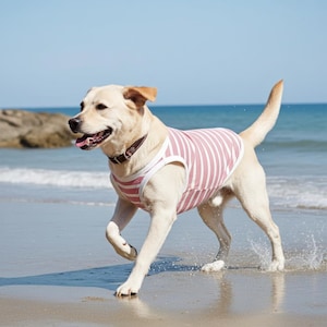 Pink Striped Dog Tank Top: Lightweight Breathable Pet Shirt