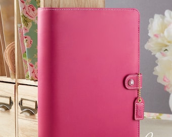 Fuchsia Leather A5 Planner Binder, Color Crush Notebook