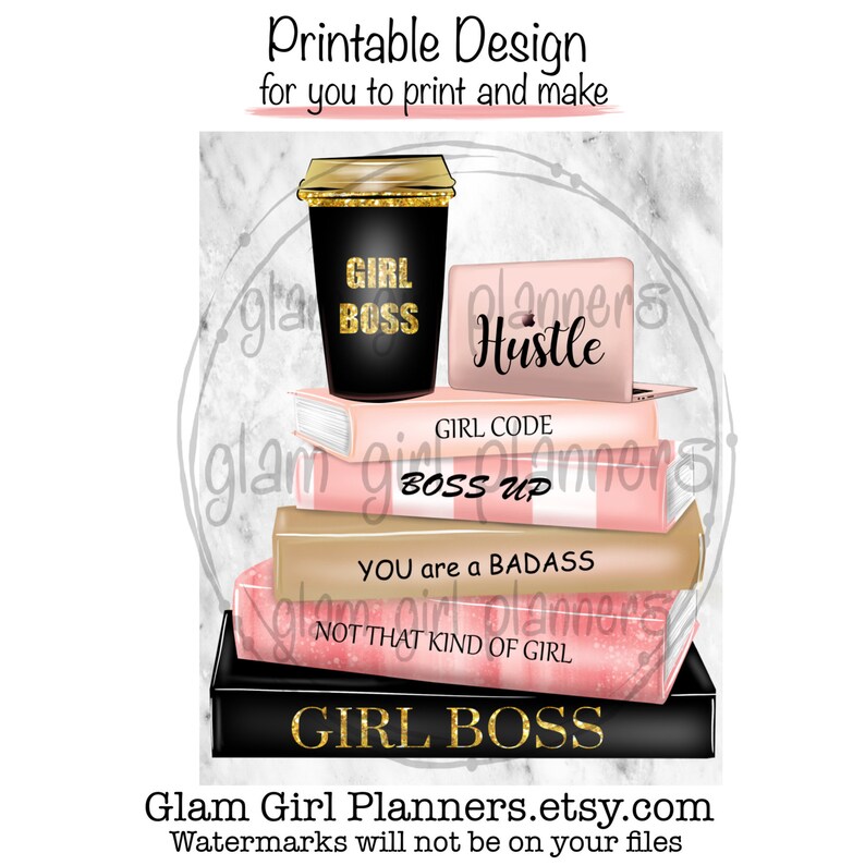 Printable Planner Cover Digital Sublimation Graphics Girl Boss Planner Dashboard Digital Planner Insert Girl Boss Digital Planner Cover