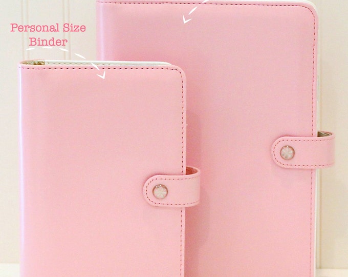 Personal Planner Binder or A5 Binder Notebook, PINK LEATHER COVER, Use