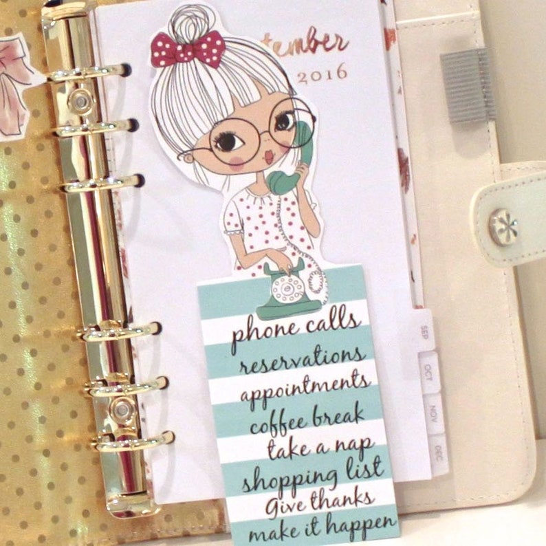 planner girl bookmark girly bookmark cute bookmark for