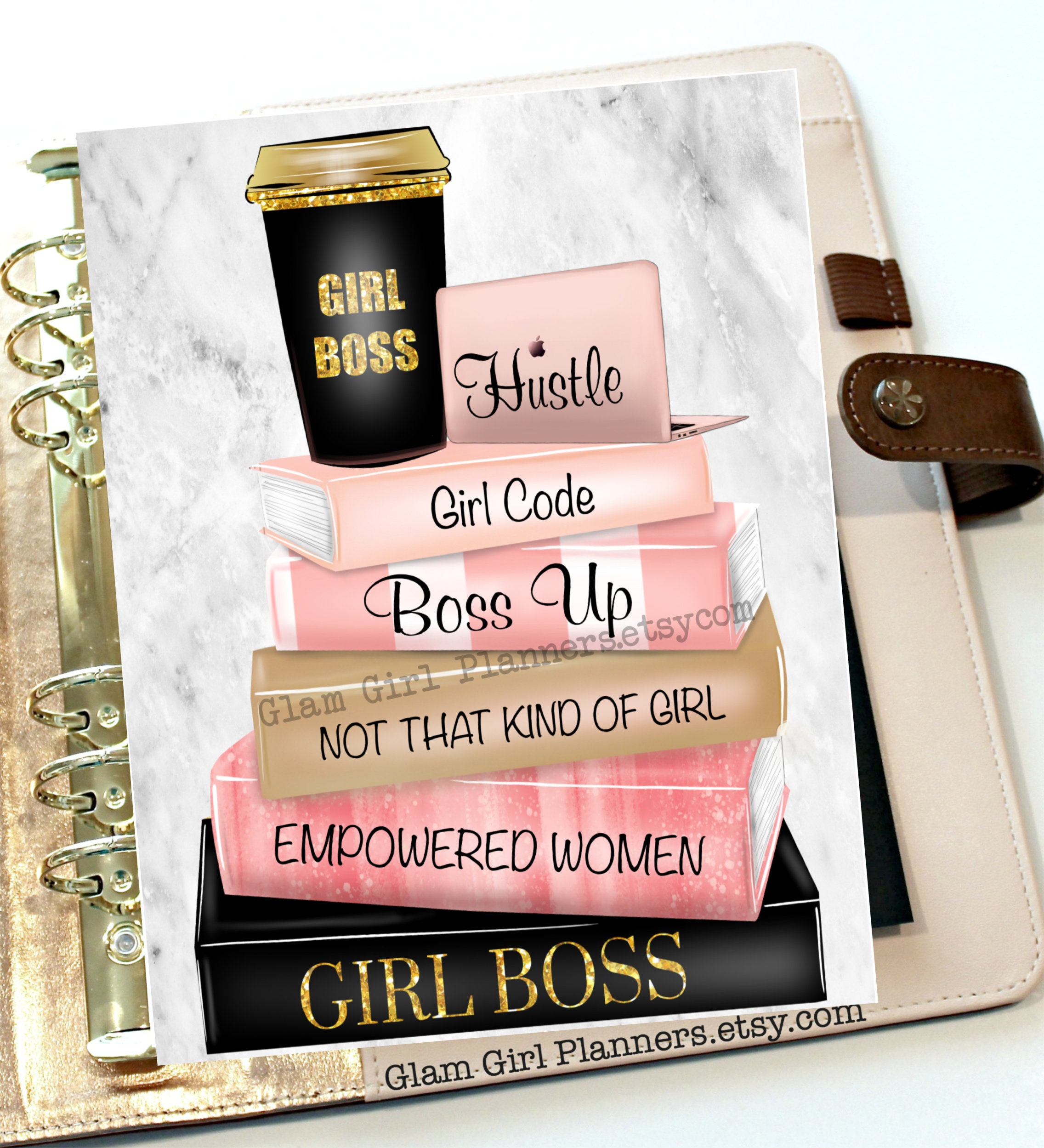 Planner Dashboard Girl Boss Planner Cover GM MM PM Happy | Etsy