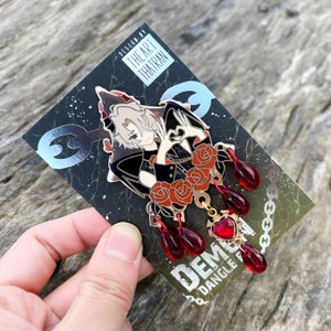 Demon Dangle Pins (Hard Enamel Pins with Decorative Chains)