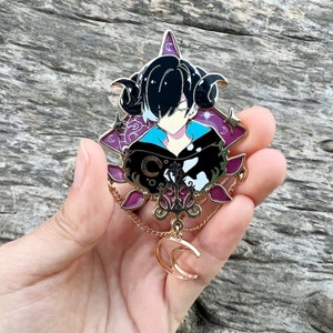Demon Dangle Pins (Hard Enamel Pins with Decorative Chains)