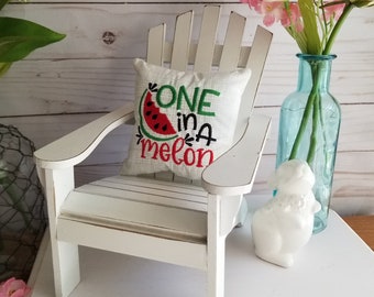Cojín pequeño de sandía bordado a mano, decoración de cocina de sandía, decoración de bandeja de varios niveles, cojín de bandeja de varios niveles estilo rústico