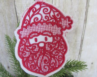 Embroidered felt gingerbread cookie ornaments, Santa, sleigh, bell, angel, snowman, mitten tree ornament, farmhouse ornament