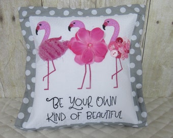 sequin flamingo pillow
