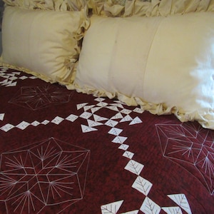 Homemade handmade quilt, Christmas quilt, red quilt, red and white quilt, twin quilt, double bed quilt, quilted blanket