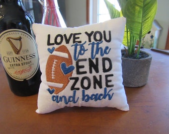 Embroidered football pillow, Valentine gift, Fathers Day gift, Fathers Day football gift, tier tray decor, tiered tray decor