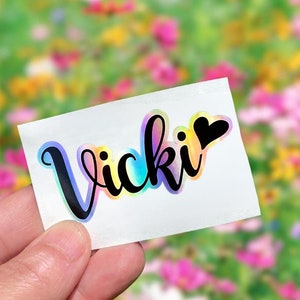 Holographic Name Sticker for Water Bottle, Laptop Sticker, Personalized Name Sticker for School Supplies, Cute Tumbler Sticker, Name Labels