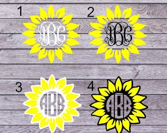 Sunflower Monogram Car Decal | Sunflower Monogram Decal | Custom Decal | Car Monogram Decal | Monogram Tumbler Decal |  Cup Decal