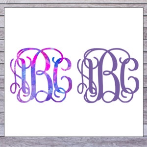 Vine Monogram Car Decal | Script Monogram Decal for Car | Custom Vinyl Decal | Car Monogram Decal | Monogram Tumbler Decal |  Decal