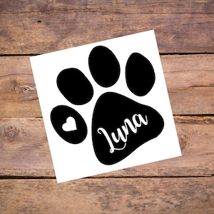 Paw Print Decal, Pet Name Decal, Paw Print Sticker, Paw Print Tumbler Decal, Dog Decal, Pet Memorial Decal, Dog Mom Decal, Dog Mom Gift