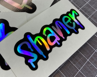 Holographic Graffiti Vinyl Name Sticker, Custom Name Decal, Tumbler Name Decal, Name Sticker, Personalized Graffiti Name Stickers,