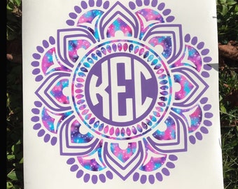 Monogram Car Decal | Mandala Monogram Decal Sticker | Monogram Cup Decal