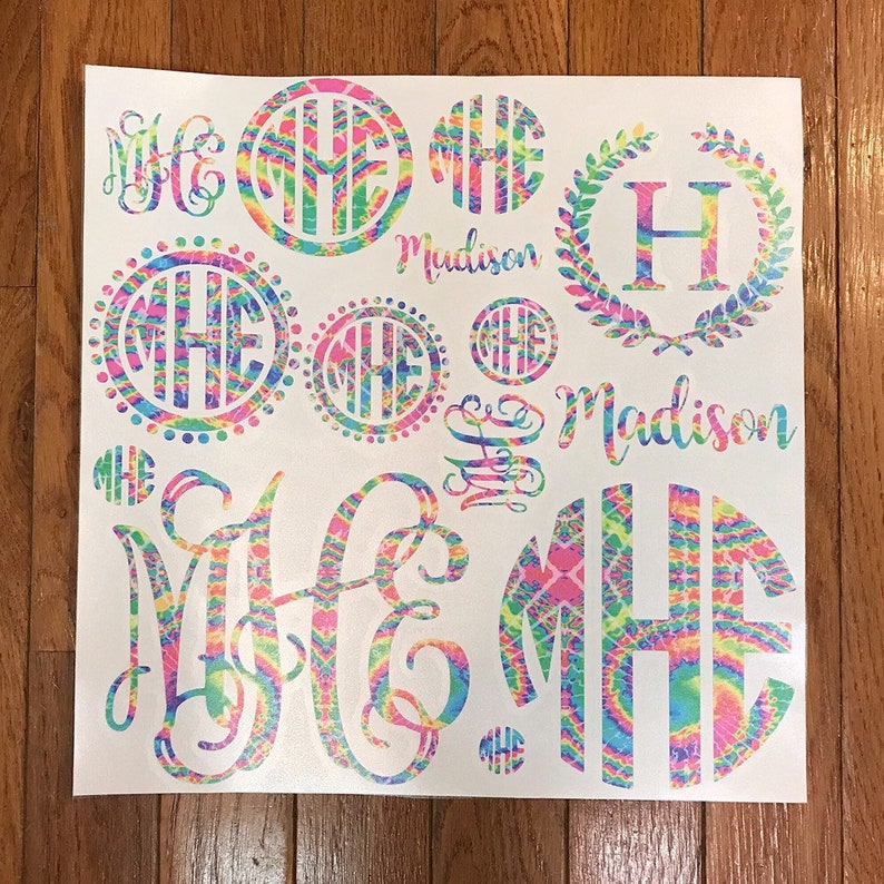 Custom Monogram Decal Sticker Pack Full Sheet Monogram Etsy