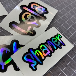 Holographic Name Decal, Custom Graffiti Name Sticker, Tumbler Decal, Personalized Water Bottle Name Stickers, Car Decal, Cups, Free Shipping
