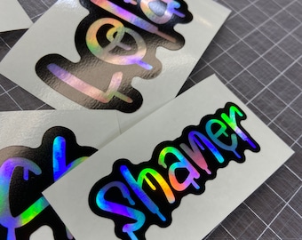 Holographic Name Decal, Custom Graffiti Name Sticker, Tumbler Decal, Personalized Water Bottle Name Stickers, Car Decal, Cups, Free Shipping