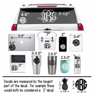 Monogram Car Decal Mandala Monogram Decal Sticker Monogram Cup Decal image 5