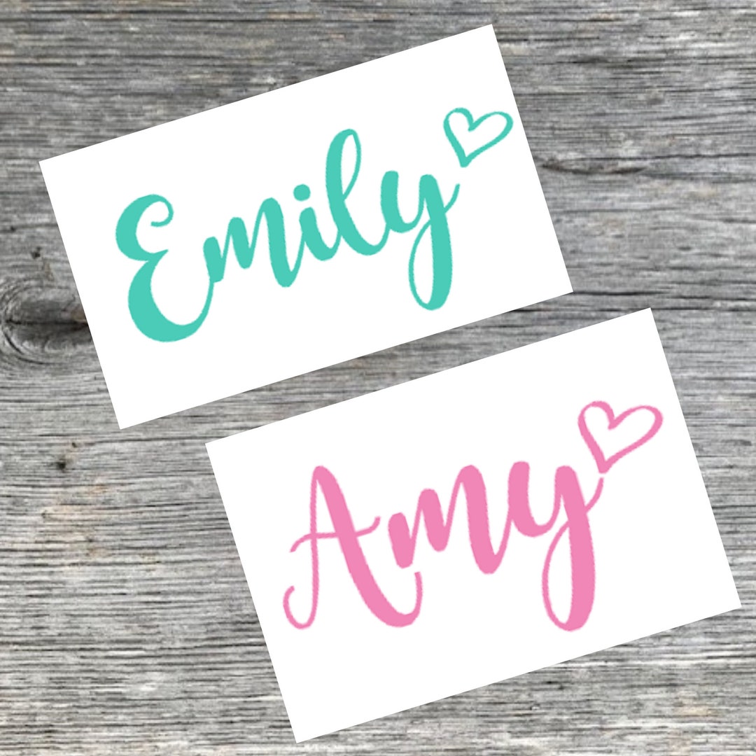 Vinyl Name Decal With Heart | | Name Decal for Tumbler | Custom Name ...