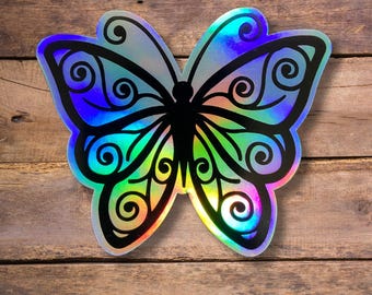 Holographic Butterfly Sticker, Water Bottle Sticker, Cute Stickers for Her, Car Decal Sticker, Tumbler Sticker, Monarch Butterfly Sticker
